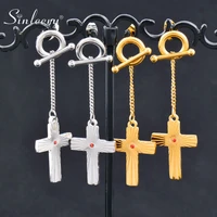sinleery stainless steel cross gold and silver color jewelry for women punk jewelry earrings 2021 new arrival es236 ssk