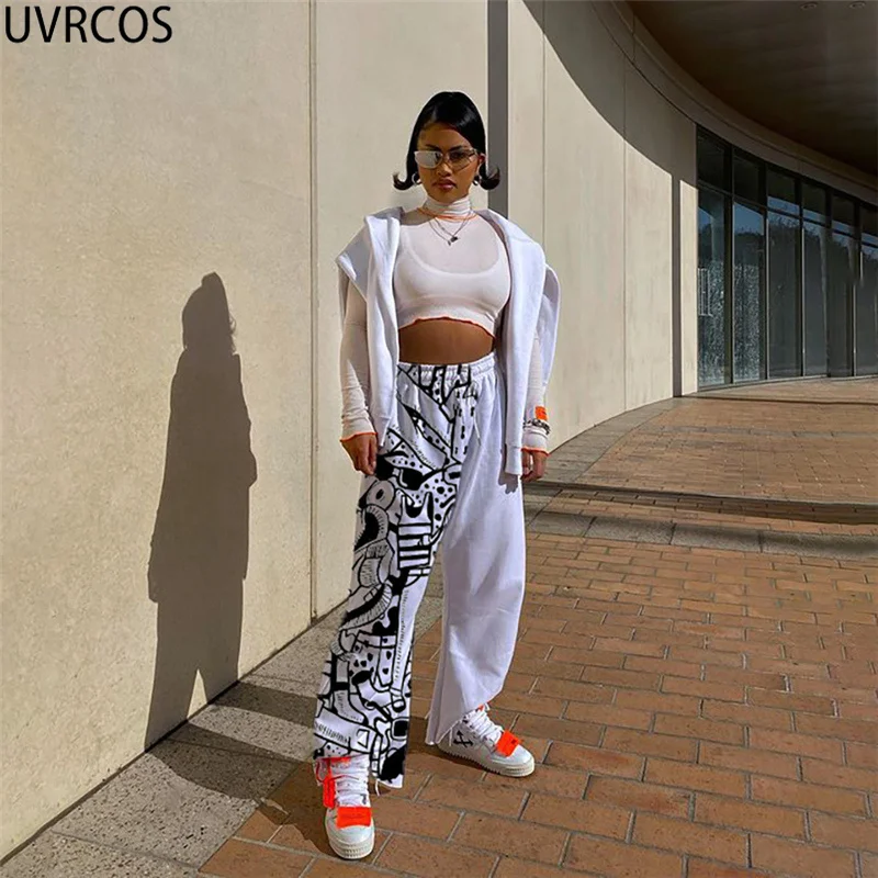 

Брюки UVRCOS Indie Y2K женские с принтом в стиле пэчворк, модные уличные спортивные штаны с широкими штанинами, уличные шаровары для активного отды...