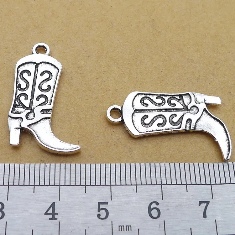 

Supplies For Jewelry Making 10pcs 25*15 Mm Antique Silver Color Boots Charms