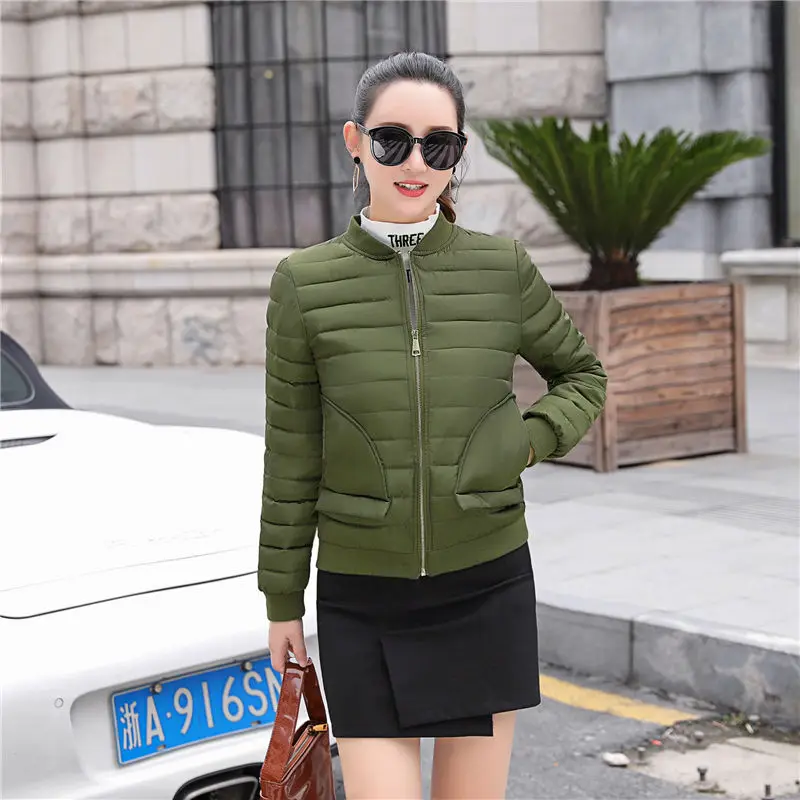 Winter Coat Women Clothing Short Slim-fit Korean Student Baseball Uniform, Down Padded Jacket, Lightweight
