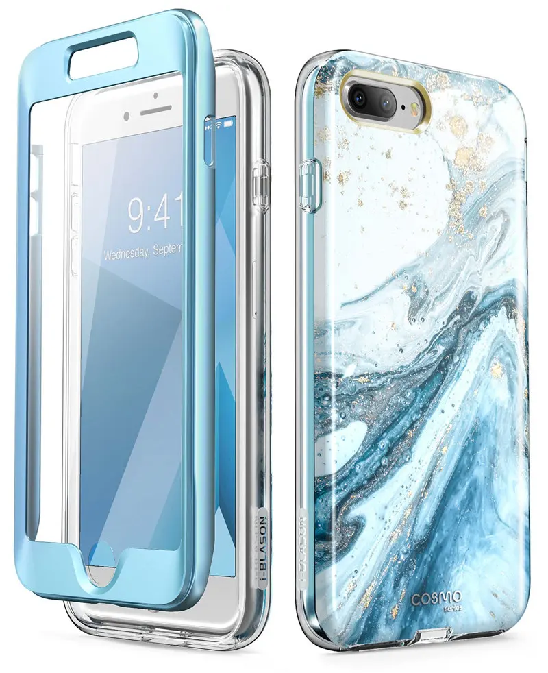 Для Apple iPhone 7 Plus/8 Plus чехол 5,5 дюймов i-Blason Cosmo полностью мраморный розовый Бампер чехол со встроенным протектором экрана