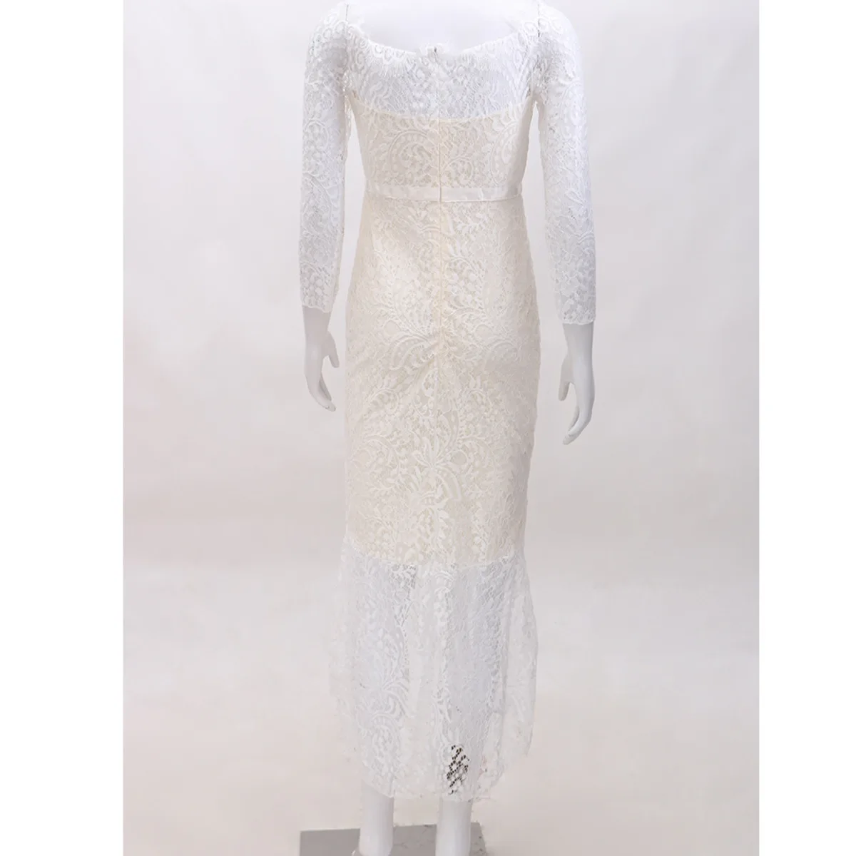 Женское свадебное платье с открытыми плечами BacklakeGirls, элегантное кружевное платье с вырезом лодочкой и длинным рукавом, свадебное платье от AliExpress WW