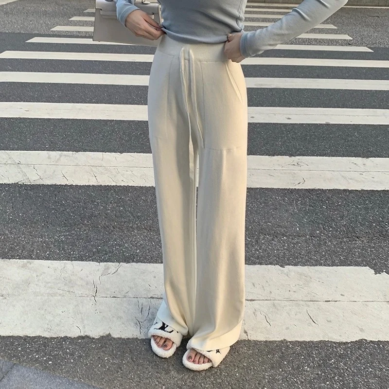 

Осень-зима 2021, новые дизайнерские Свободные повседневные Прямые брюки с широкими штанинами и завышенной талией