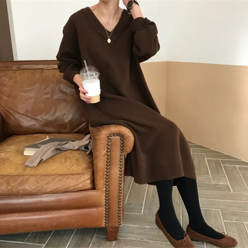 KINOMI 2019 Новое поступление корейский свитер платья для женщин длинный рукав