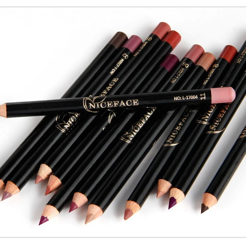 

12 Colors Lip Pencils Matte Lipliner Waterproof Smooth Colorful Silk Nude Lipstick Pen Long Lasting Pigments Lip Makeup cosmetic