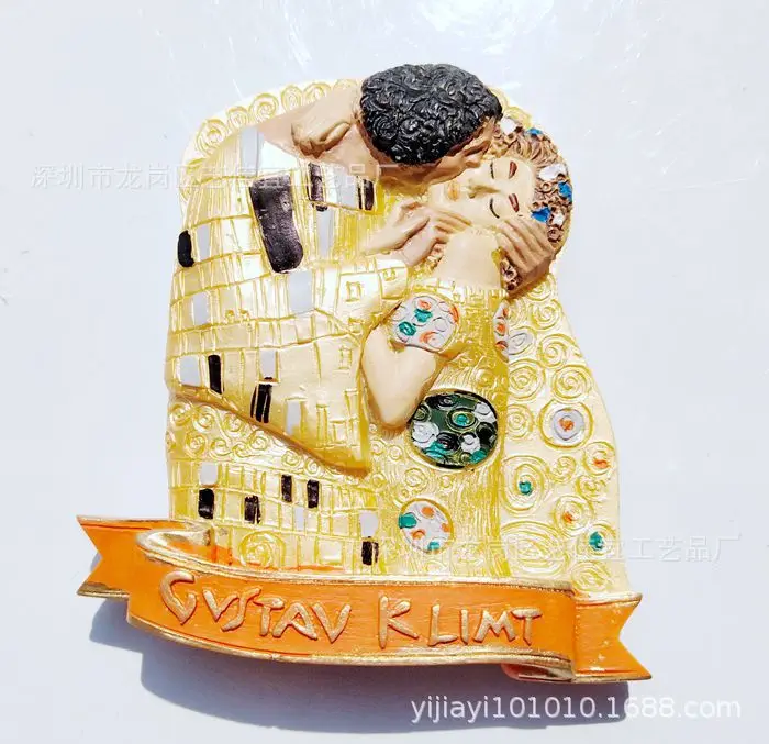 

European Resin Refrigerator Magnets Tourist Souvenir Vienna Klimt Painting Fridge Stickers Magnet Decor High End Magnet Gift
