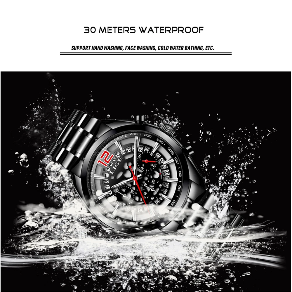 LIGE Мужские часы от ведущего бренда Роскошные военные спортивные мужские