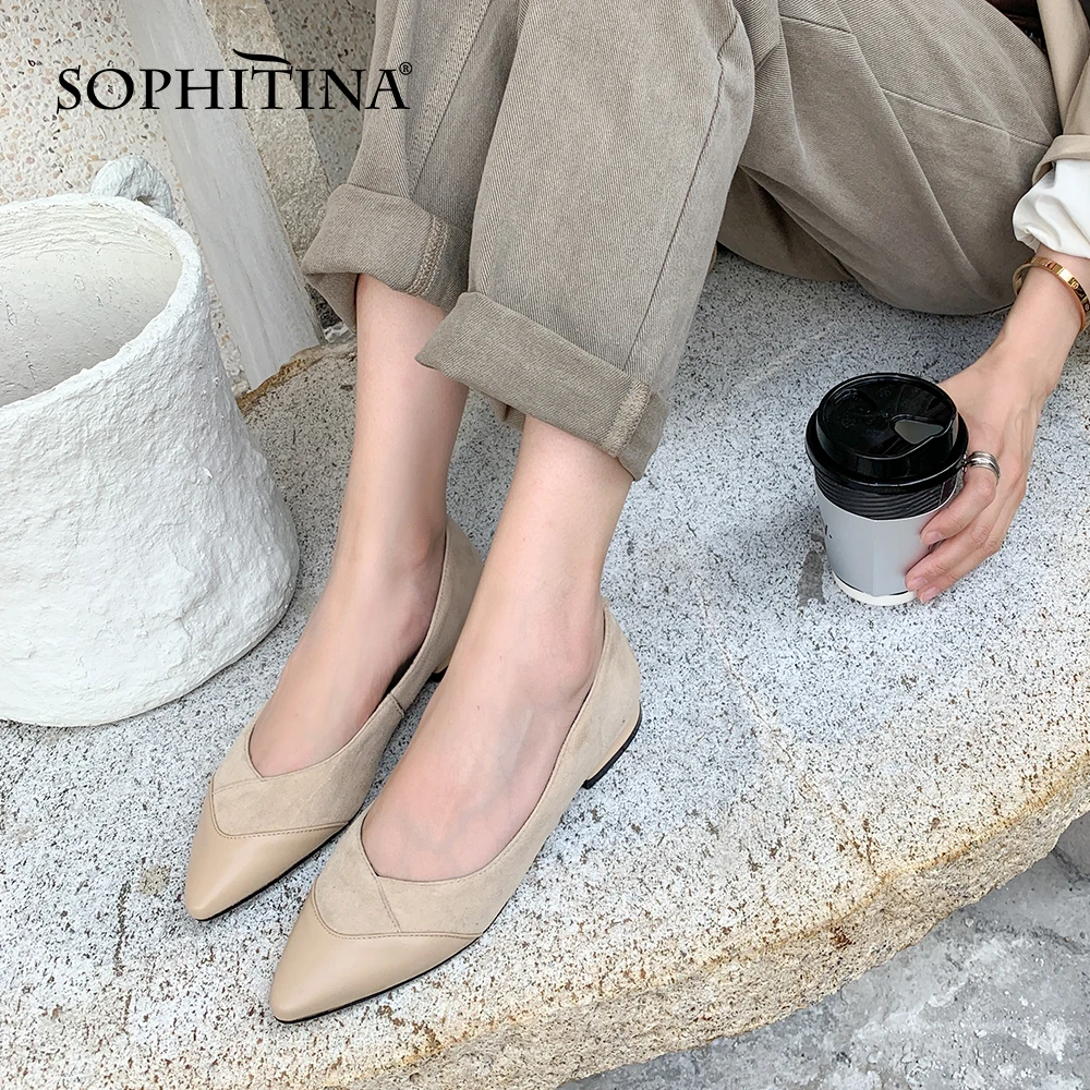 Женские туфли лодочки SOPHITINA натуральная кожа заостренный носок элегантная обувь