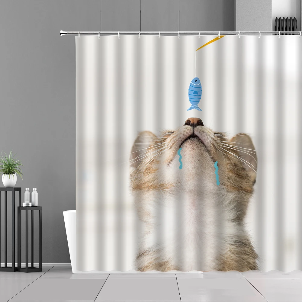 

Cartoon Creative Black Cat Lllustration Shower Curtain Bath Decor Bathtub Screens Door Curtains Polyester Waterproof With Hook