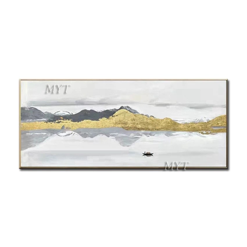 

Unframed High Quality Abstract Painting on Canvas Boats in Ocean Seascape Hand Painted Unique Wall Seascape Oil Painting