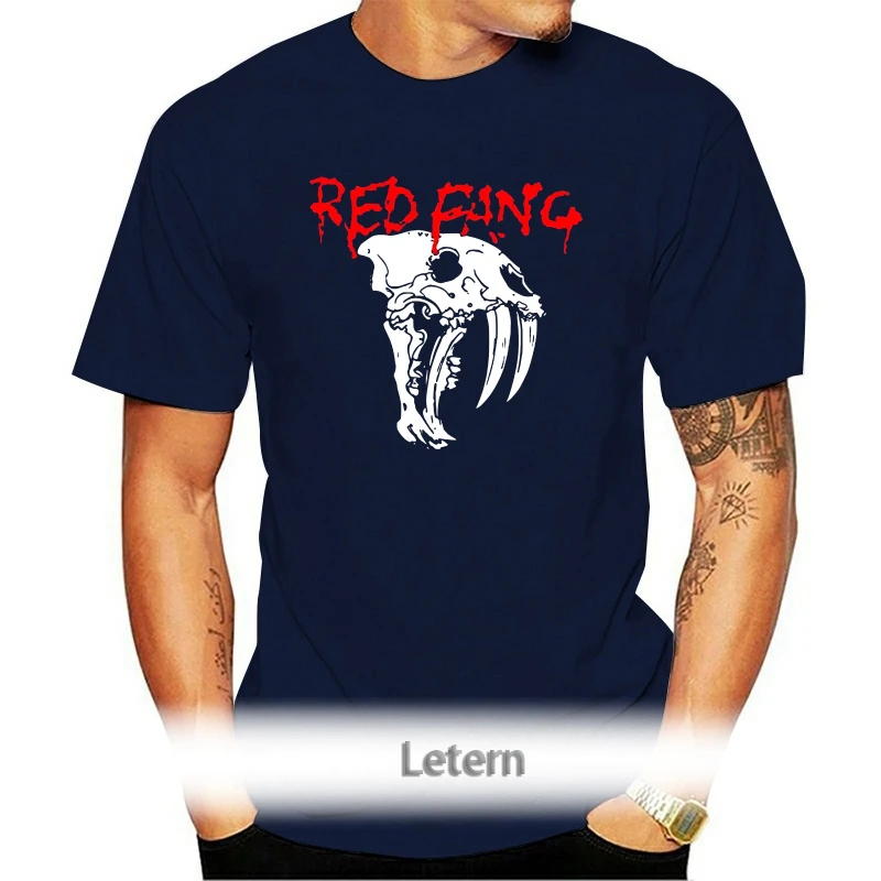 

Comfortable Crew Neck Men Short Gift Band Red Fang With Skull Prehistoric Dog District Shirts