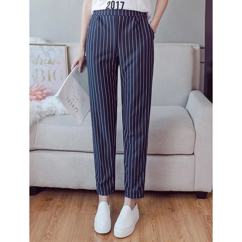 Женские штаны в полоску весна-лето 2019 Модные женские повседневные свободные