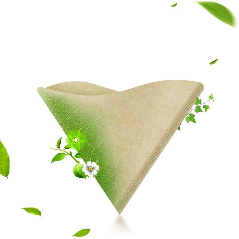 Натуральная неотбеленная коническая фильтровальная бумага V-type для кофе 100 шт.