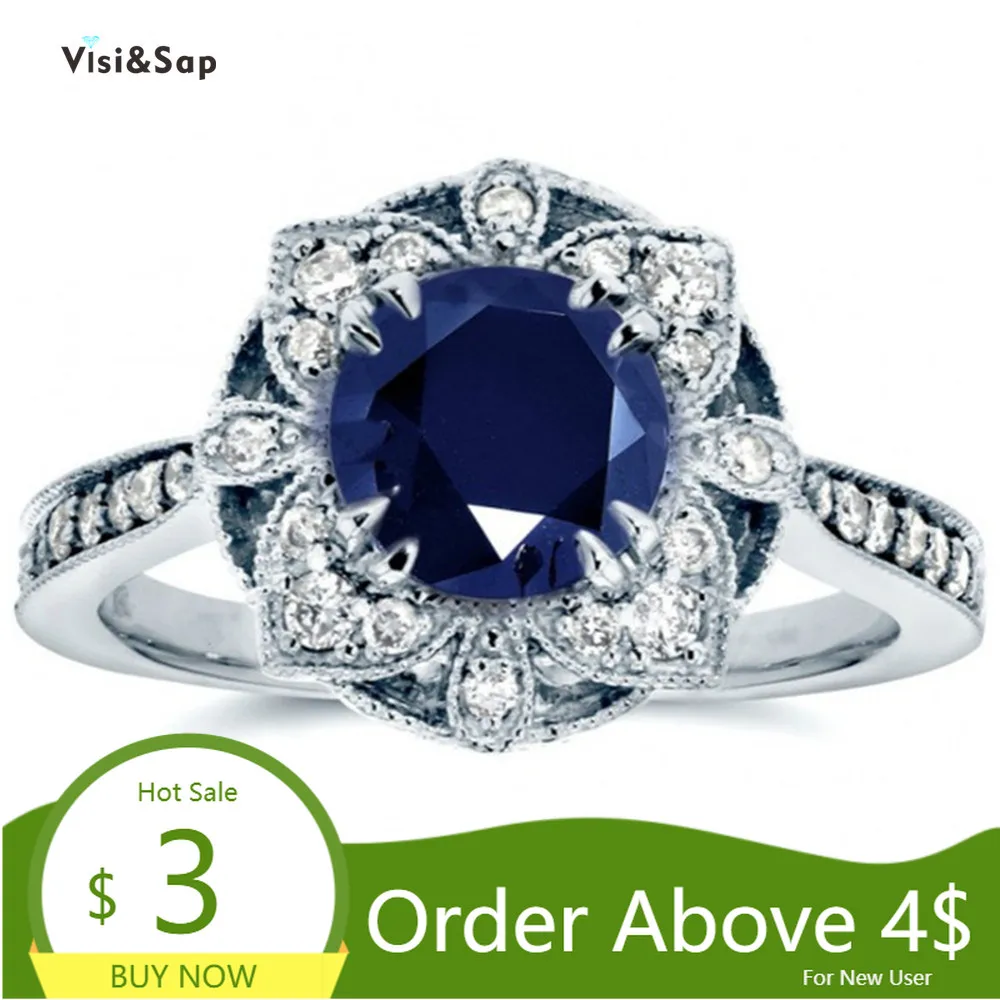 Visisap Винтаж с отверстиями на верхнем слое и цветами женские кольцо