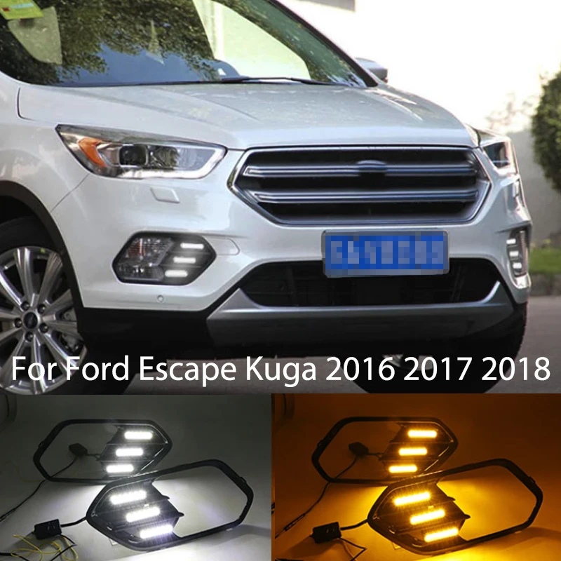 2 шт. отложным воротником желтый сигнал Функция 12В дневные ходовые огни лампы