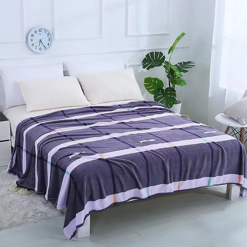 

Soft Warm Flannel Fleece Blanket Winter Sheet Bedspread Sofa Plaid Throw Bed sheet Light Thin Mechanical Wash Flannel Blankets