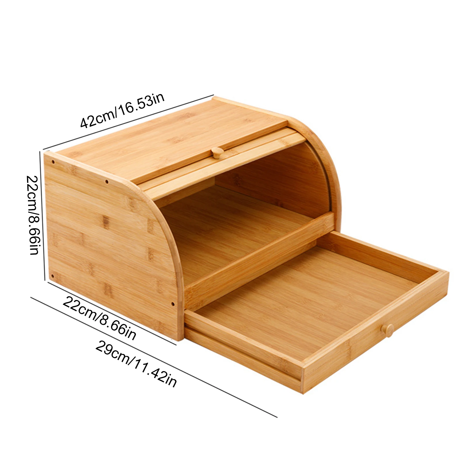 

Double Layer Drawer Type Bread Box Bamboo Food Storage Case Multifunctional Food Container Cutlery Tableware Organizer