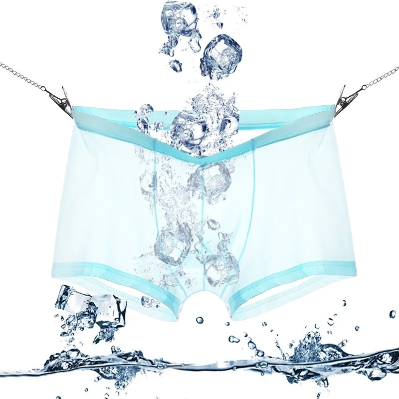 3 шт. мужские Бесшовные Боксеры из ледяного шелка однотонные сексуальные u