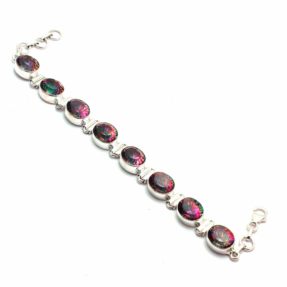 

Genuine Mystic Topaz Bracelet 925 Sterling Silver, 19 cm,2SBR0183