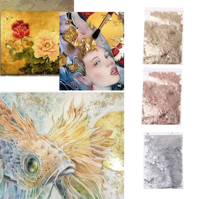 

Gold Foil Flakes for Resin Imitation Gold Foil Flakes for Nails Painting Crafts Slime and Resin Jewelry Making J60E