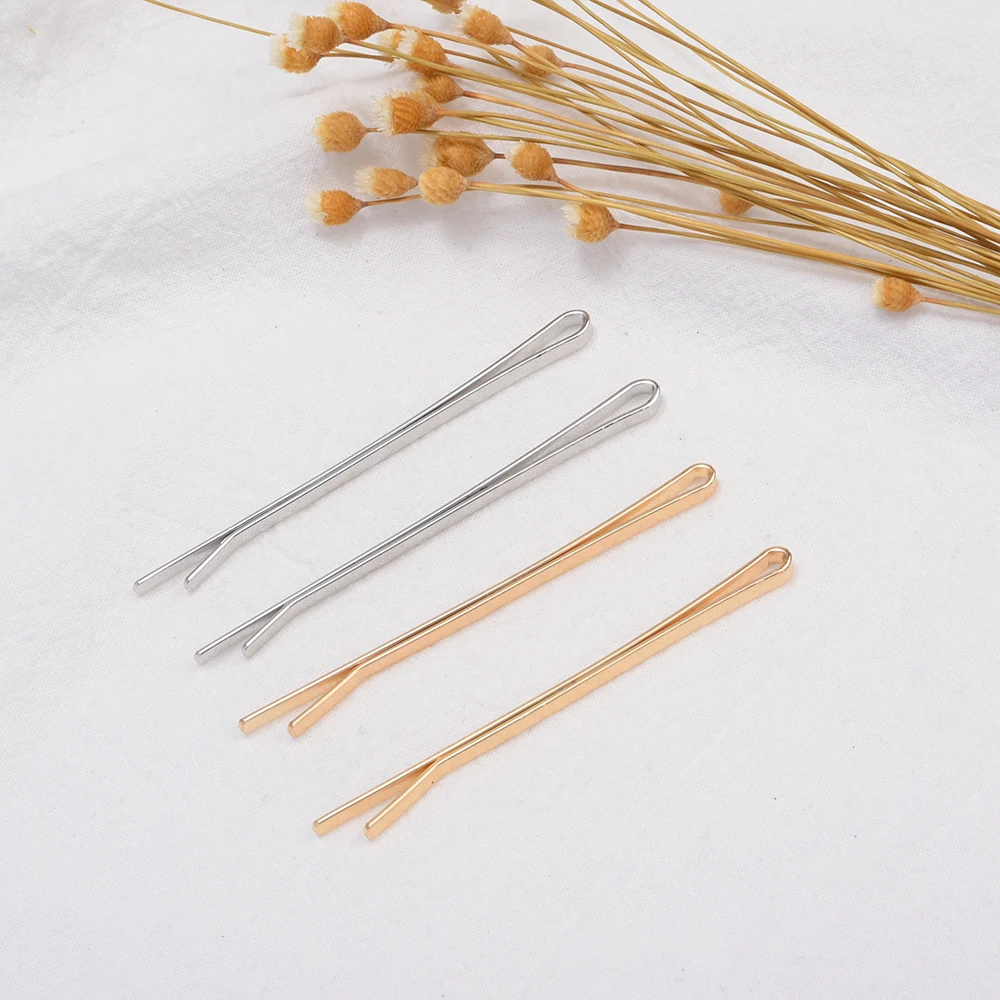 10 шт./лот золотые и серебряные плоские заколки для волос сделай сам головные