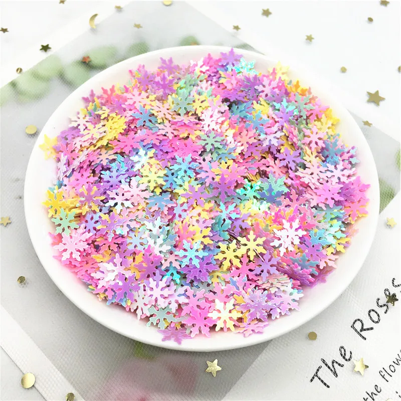 Блестки в виде снежинок разных цветов 5 мм 10 разные размеры блестки искусственные