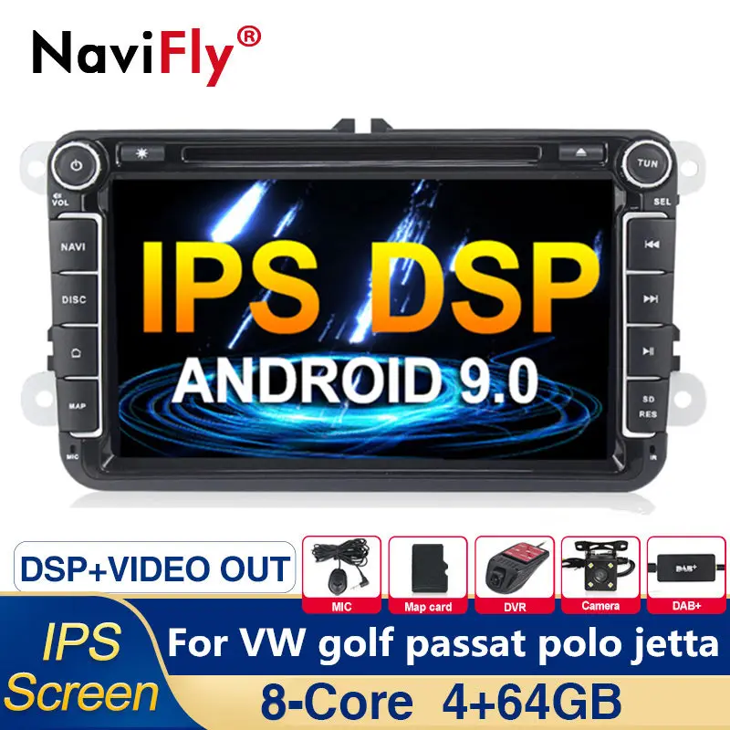 Автомобильный мультимедийный плеер IPS DSP 8 ядер Android 9 0 GPS Автомагнитола для VW Volkswagen