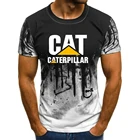 Летняя футболка с принтом кота и гусеницы, футболка с 3D-принтом головы человека, модная повседневная футболка из черного полиэстера с коротким рукавом