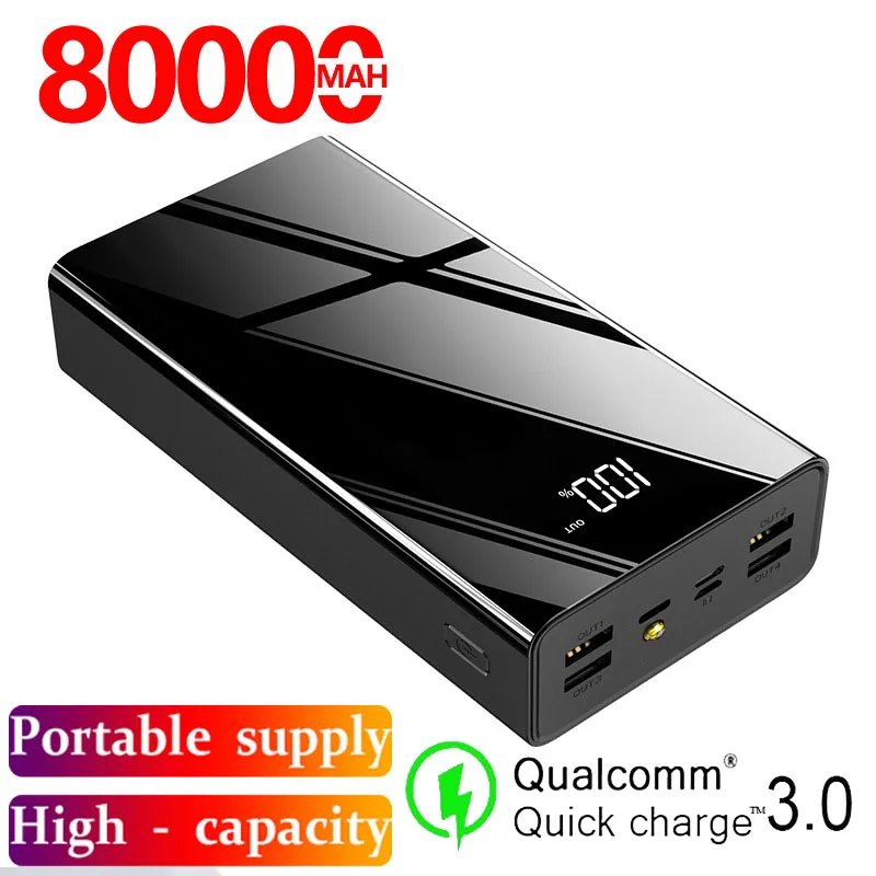 80000mAh внешний аккумулятор большой емкости LCD Внешний USB для Samsung Xiaomi Iphone