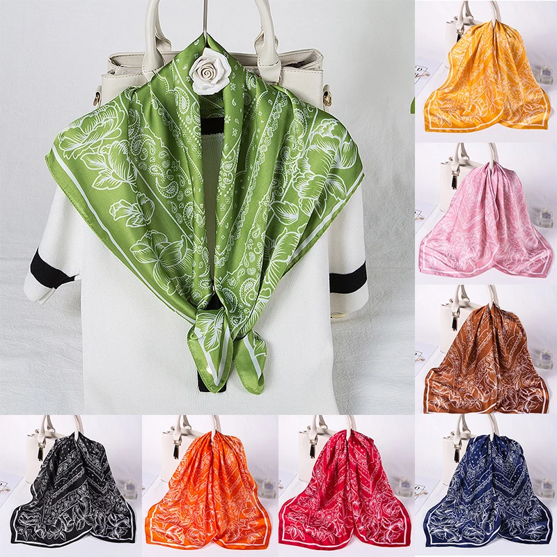 

Cashew Flower Neckerchief Female Headband Hair Scarves Silk Satin Scarf 70*70cm Square Shawls 70cm Paisley Printed Hijab Scarf