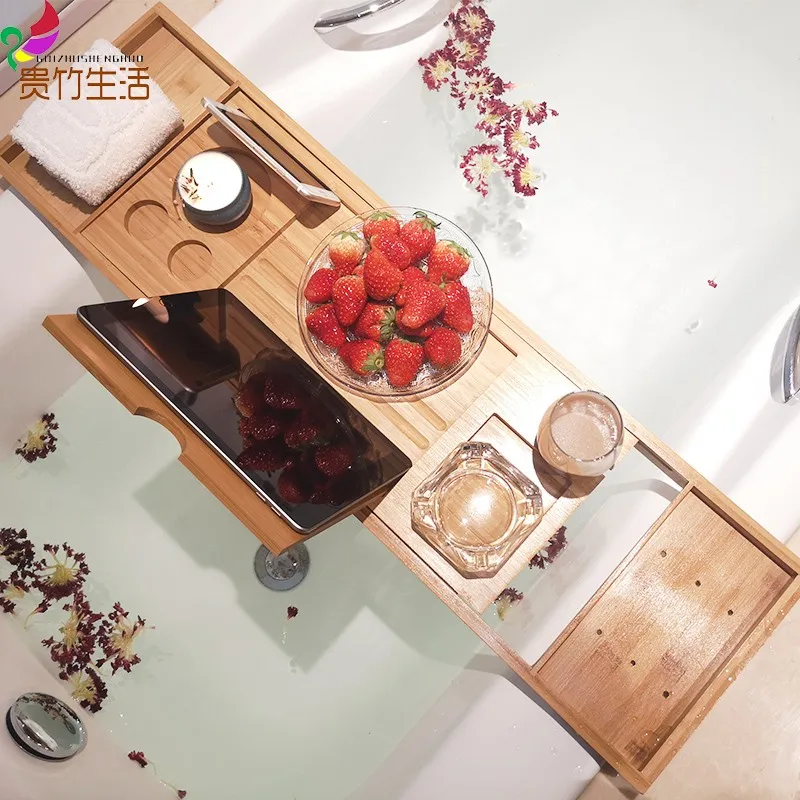 

Bathtub frame telescopic non-slip European multi-function bath mobile phone shelf storage board brown export bathtub rack