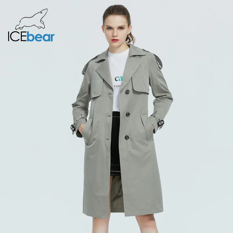 ICEbear 2021 женская осенняя ветровка высокого качества женский тренч с капюшоном