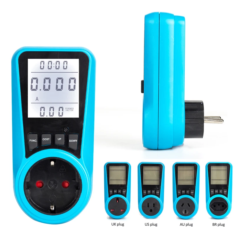 

Интеллектуальный измеритель мощности переменного тока с вилкой EU US UK BR AU, измеритель мощности в ваттах, анализатор электроэнергии AC230VAC120V