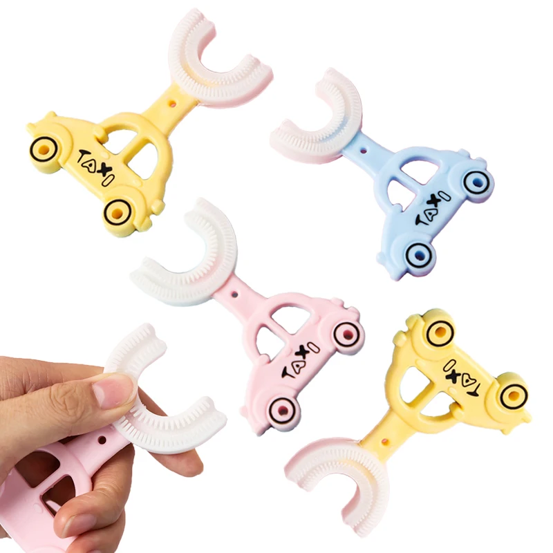 

Зубная щетка для детей, U-образная зубная щетка, детский уход за полостью рта, зубная щетка для малышей с углом обзора 360 градусов, зубная щетк...