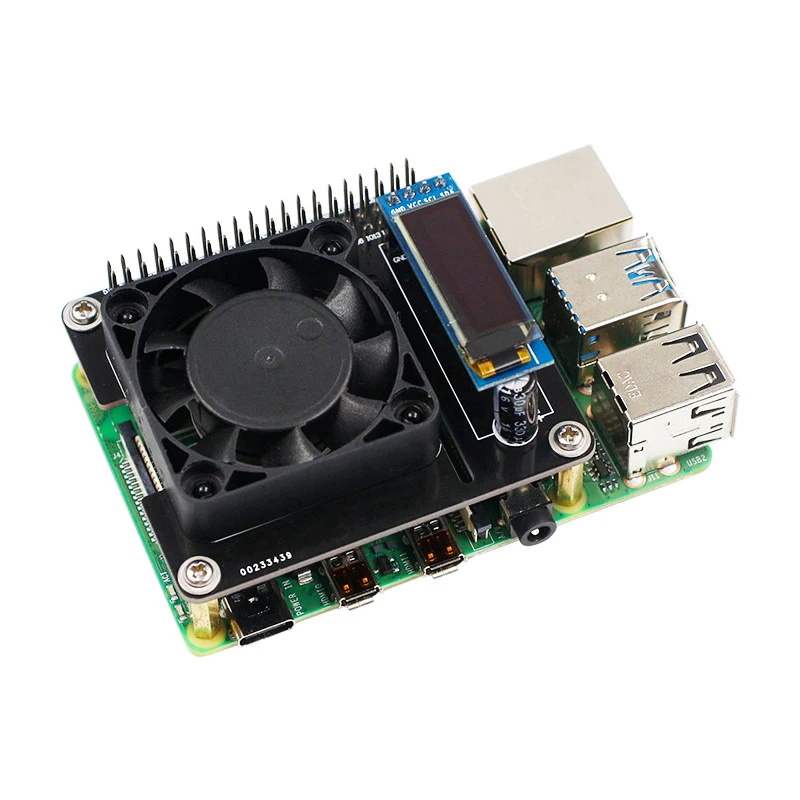 Умный контроль скорости вентилятора Raspberry Pi 4 температуры ЖК дисплей охлаждающий