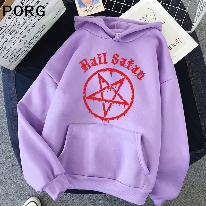 

Hail Satan With A Red Pentaclered Graphic Vintage Large Size Pullover Men Ulzzang Unisex O Neck Hoodies Printing Fashion 3d Tops