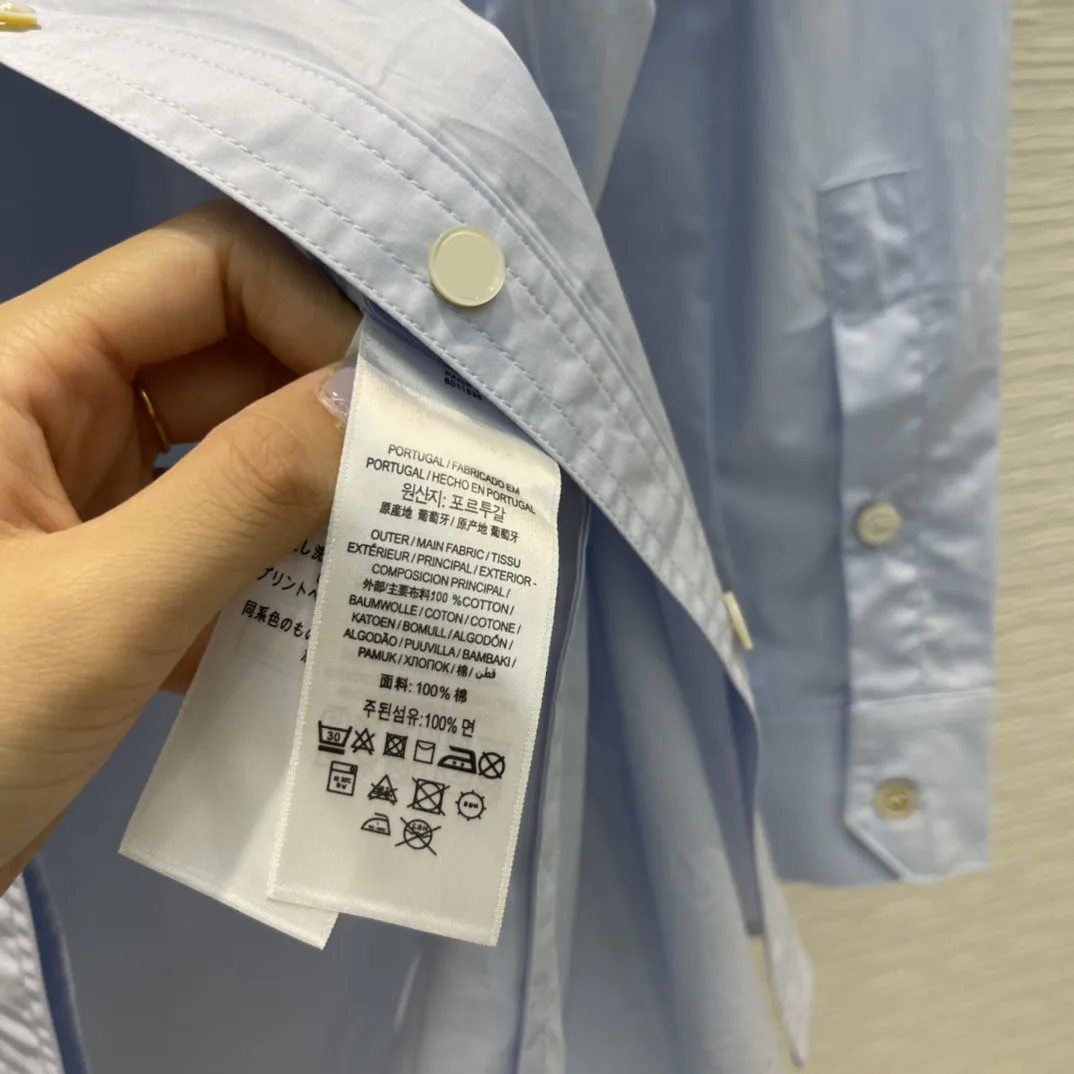 

Stand Collar Shirts Women Autumn 2021 New Top Quality 3D Cut Long Sleeve Shirts High-end Brand Single Breasted Loose Blue Shirts