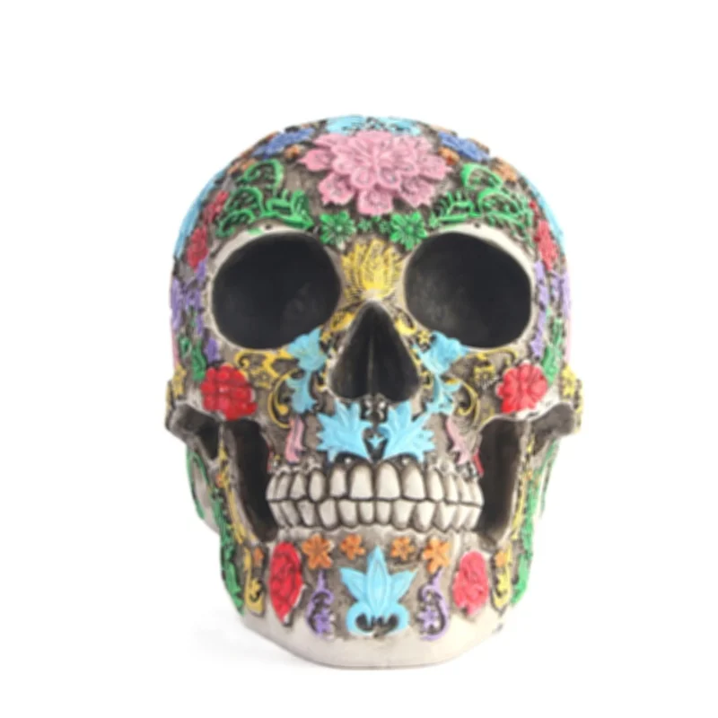 

HeyMamba Resin Craft Skull Statues Sculptures Garden Ornaments Creative Colorful DIY Art Carving Statue