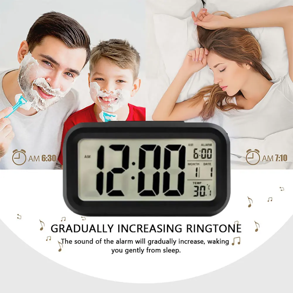 Умный ЖК цифровой будильник с функцией повтора даты и температуры подсветкой