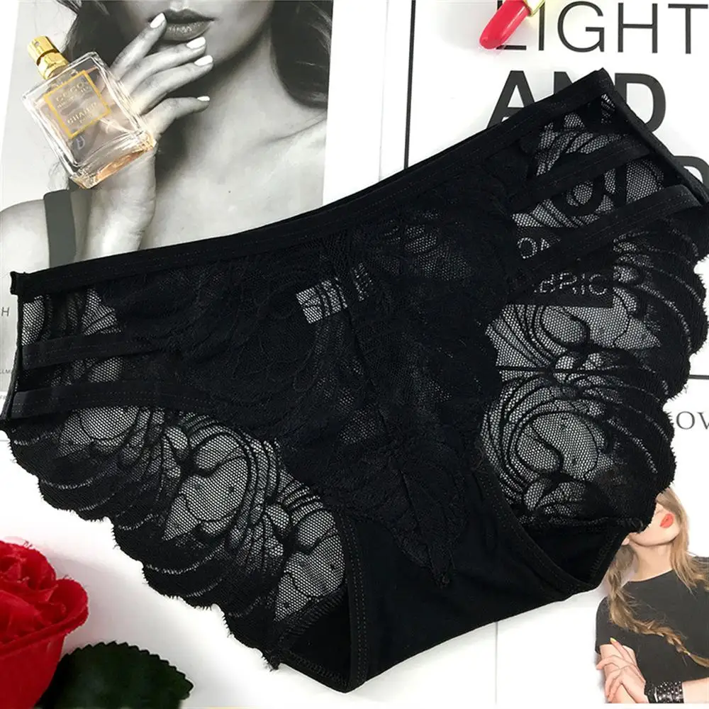 Нижнее белье женское прозрачные кружевные трусы большого размера с низкой