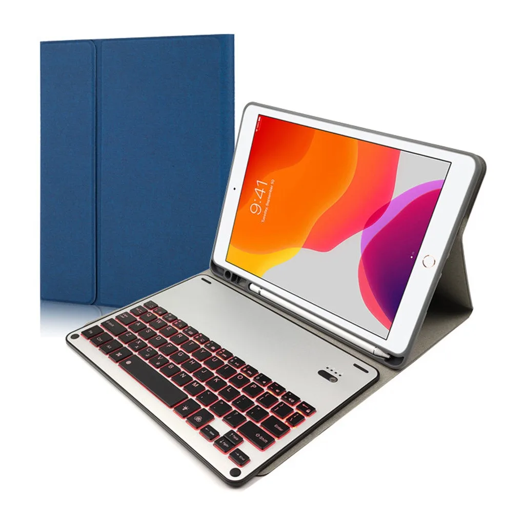 

Bluetooth Keyboard Case For iPad 7th Gen 10.2 Inch 2019 Backlit Keyboard Leather Stand Case Smart Cover Flat Case