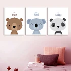 Милые Мультяшные Животные медведь панда настенная Картина на холсте постеры и принты для детской комнаты Настенные картины декор для детской комнаты