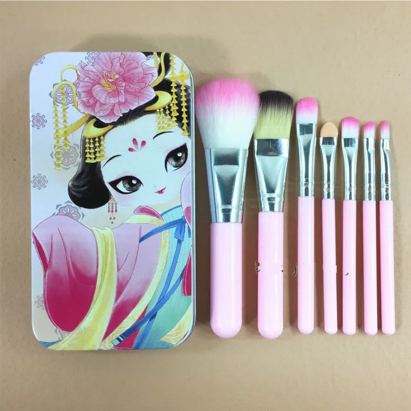 Cartoon Box Package 7pcs Makeup Brushes Set Powder Blending Brush Foundation Eyeshadow Cosmetics Soft Synthetic Hair | Инструменты