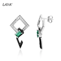 925 sterling silver fashion high quality zircon synthetic green crystal original enamel earrings for women wedding party jewelry