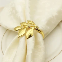 6pcslot hotel napkin ring napkin holder fall leaves napkin buckle christmas wedding party gold napkin circle dinner table decor