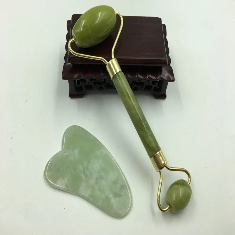 2 шт. Gua Sha роликовый массажер для лица китайская медицина натуральный нефрит доска инструмент для скребка