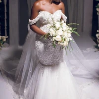 mermaid wedding dresses plus size off the shoulder lace appliques custom bridal gowns for black girls tulle vestidos de novia