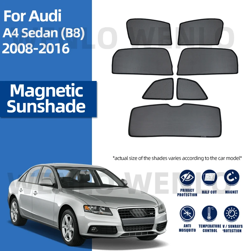 

For Audi A4 Sedan B8 2008-2016 Front Windshield Car Sunshade Side Window Blind Sun Shade Magnetic Visor Mesh Curtain Accessories