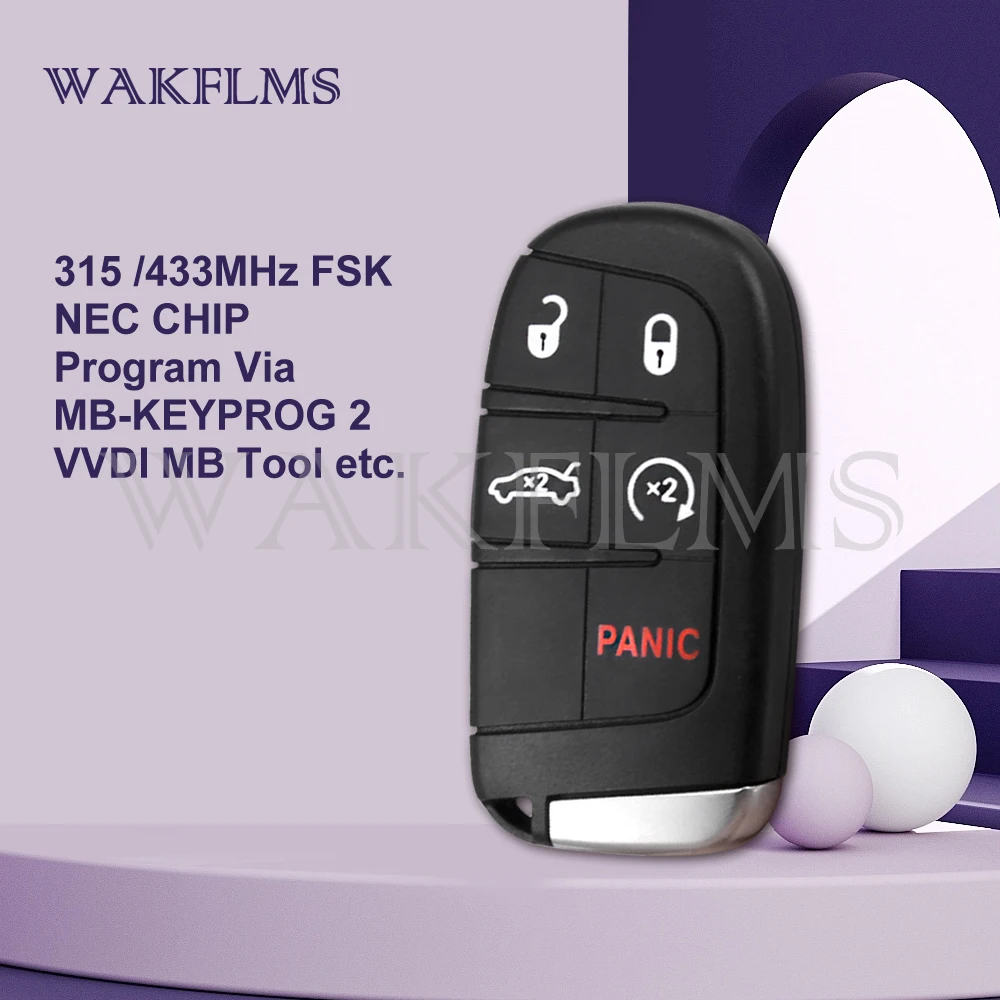 5 Buttons Smart Car Key Remote For Dodge Charger Dart Journey Challenger Durango 433MHz ID46 M3N-40821302 No Mark Keyless Go | Автомобили