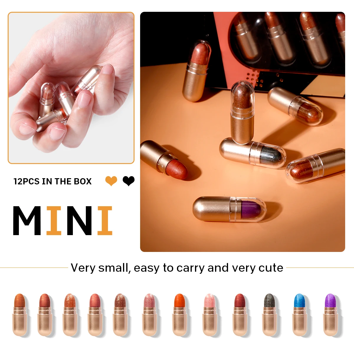 Новинка 12 цветов тени для век с жемчужными блестками цветные в капсулах